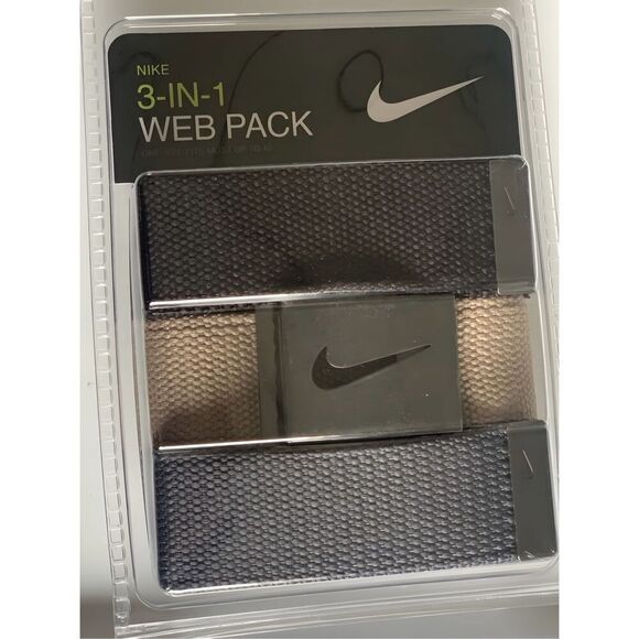 Triple Play: Nike Golf Men’s 3-in-1 Belt Trio in Black, Grey & Khaki - Picture 1 of 1